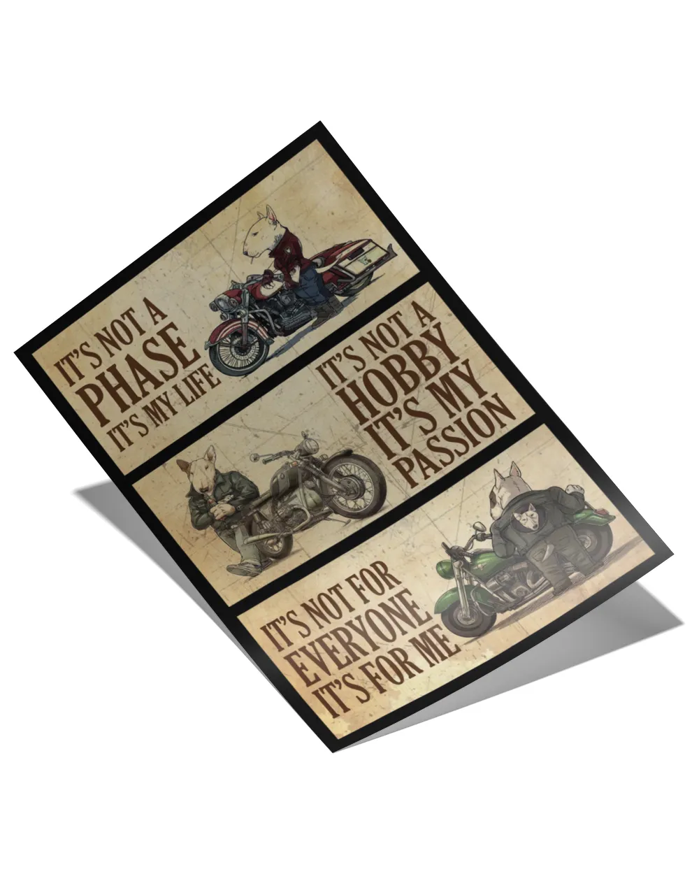 home decor wall posters Bull Terrier Motorcycle It's My Life vertical poster ideal gift