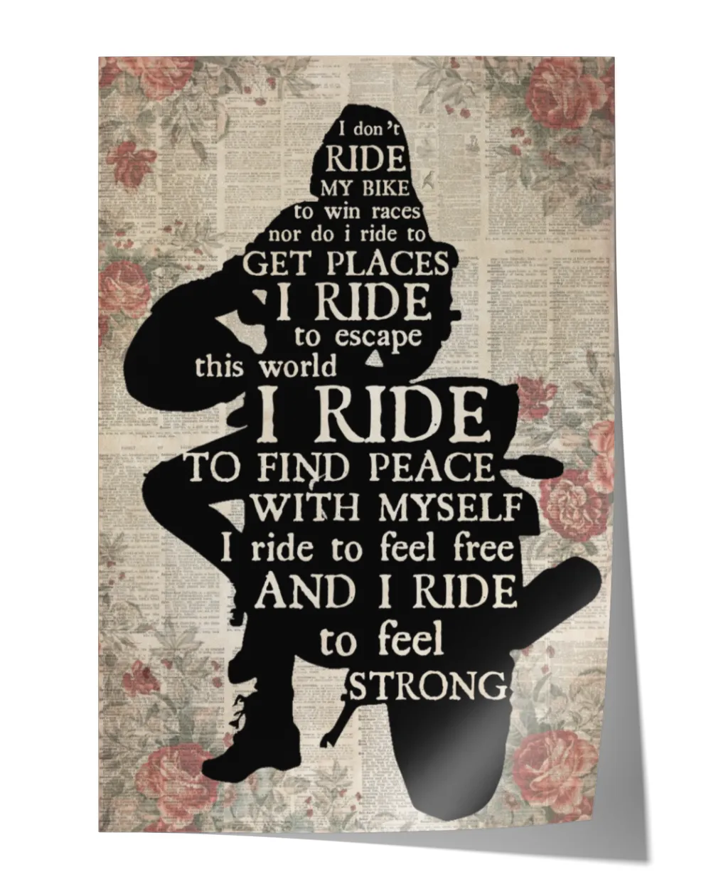 home decor wall posters Biker Girl I Ride Silhouette vertical poster ideal gift