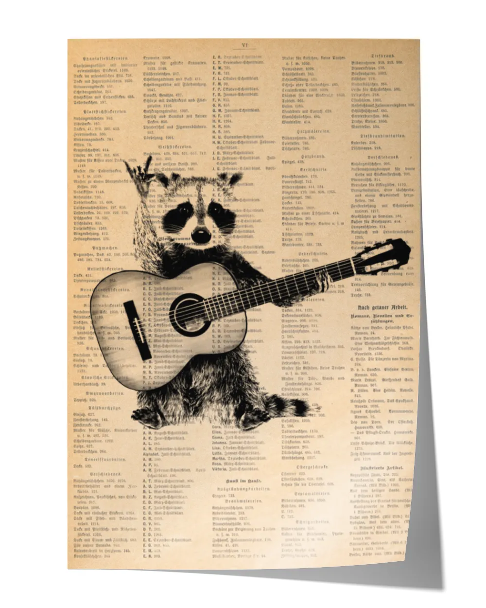 Raccoon Playing Guitar Guitar Player Cat Vintage