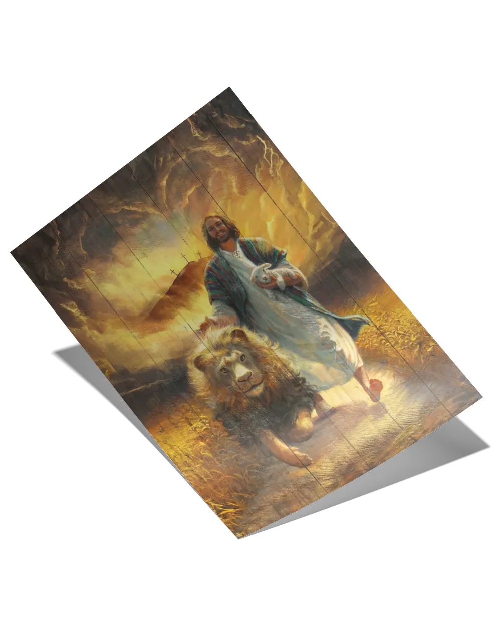 Jesus Painting Lion of Judah Walking with lamb and lion Poster Wall Art