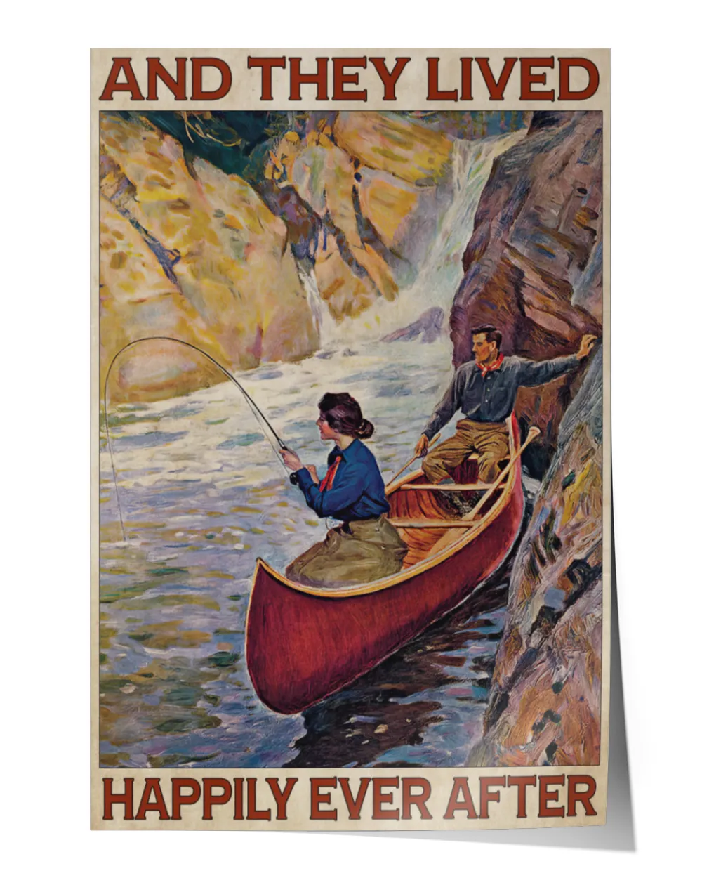 couple angling and they lived happily ever after home decor wall vertical poster ideal gift