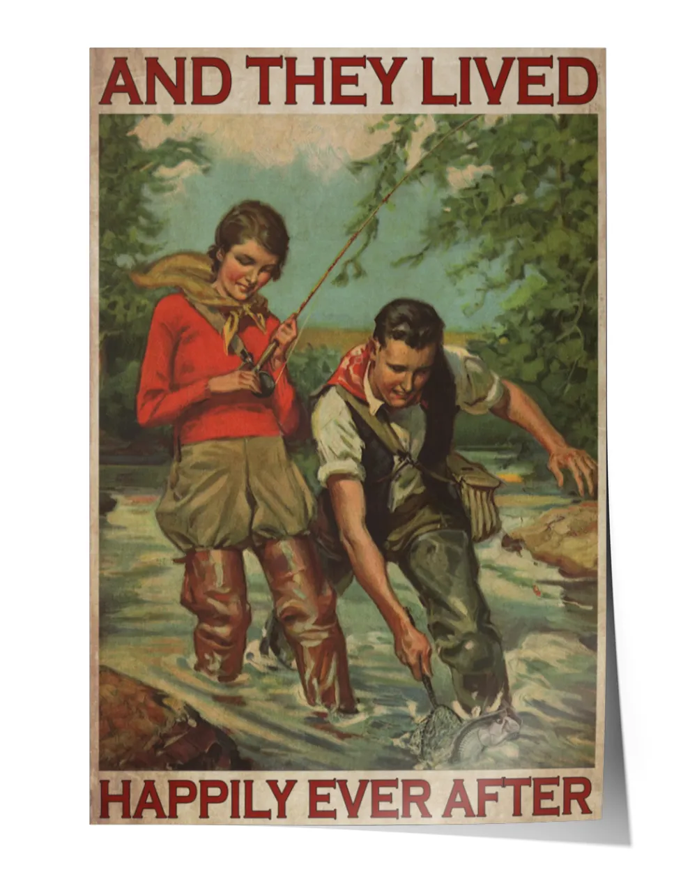 home decor poster fishing couple and they lived happily ever after poster ideal gift