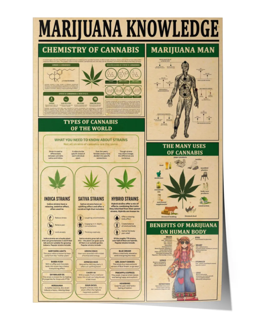 home decor poster marijuana knowledge poster ideal gift