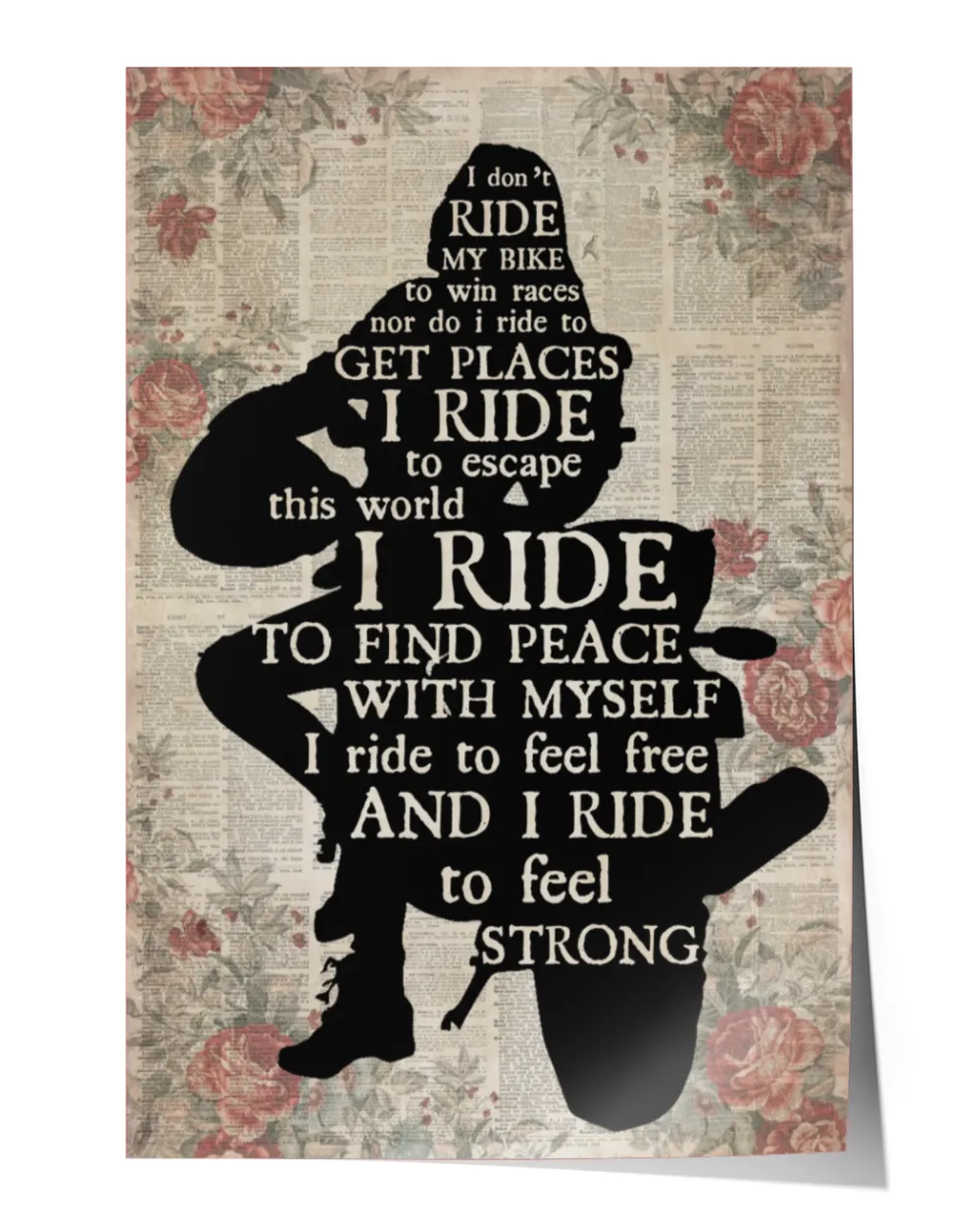 home decor wall posters Biker Girl I Ride Silhouette vertical poster ideal gift