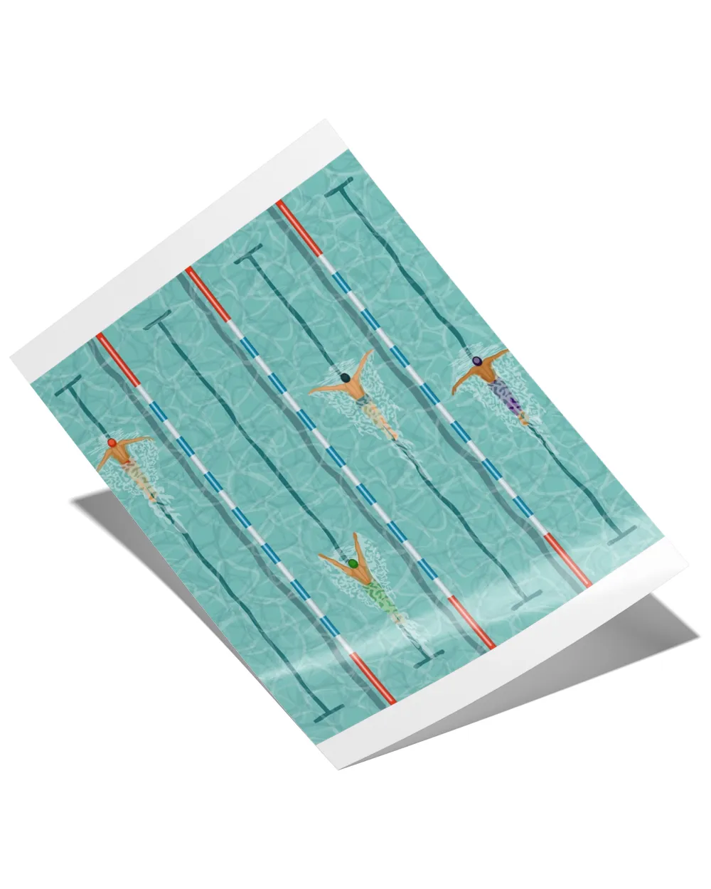 swimmers in swimming pool poster Satin Portrait Poster (12x18in) white 12x18in