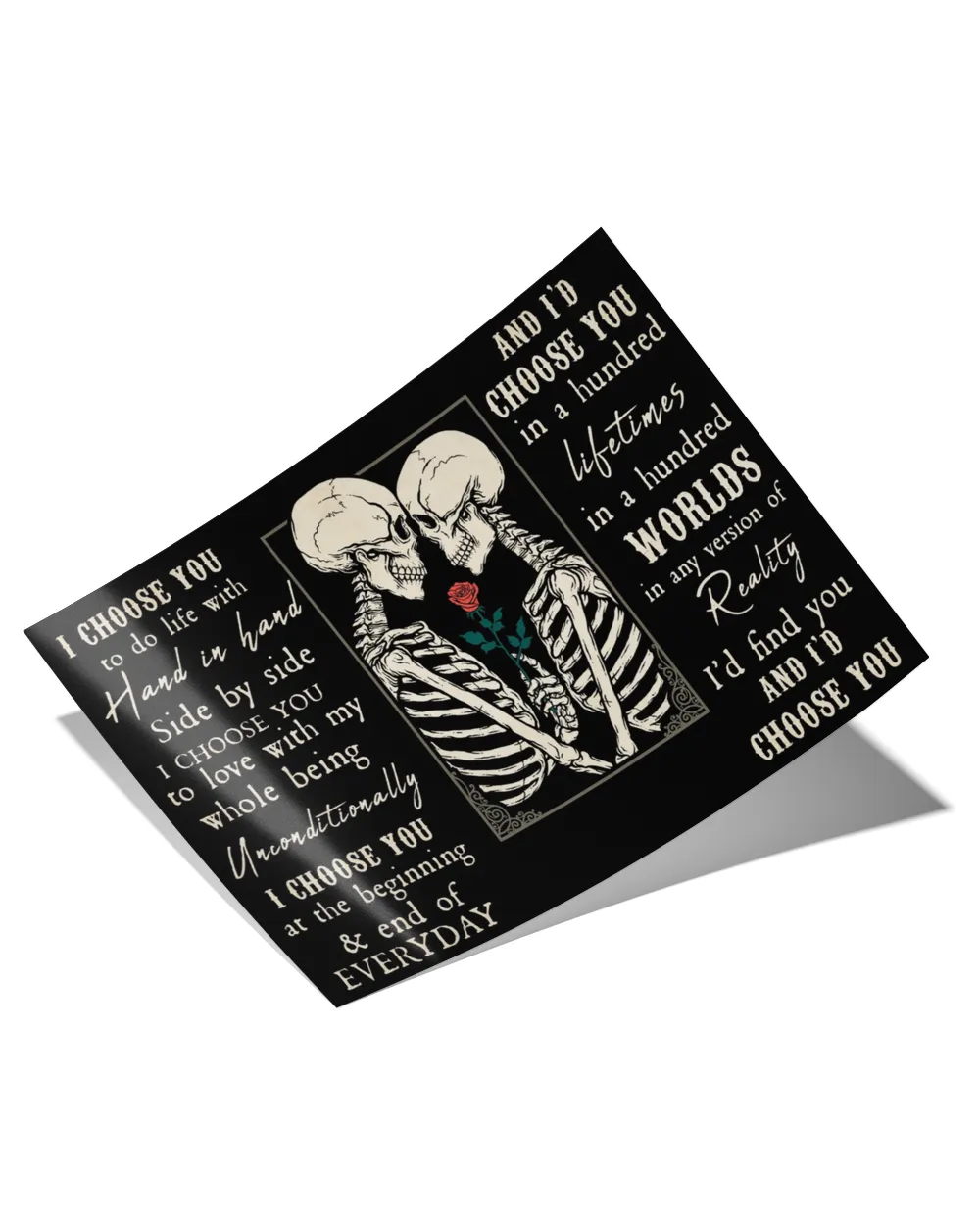 tarot skull couple i choose you  home decor wall horizontal poster ideal gift
