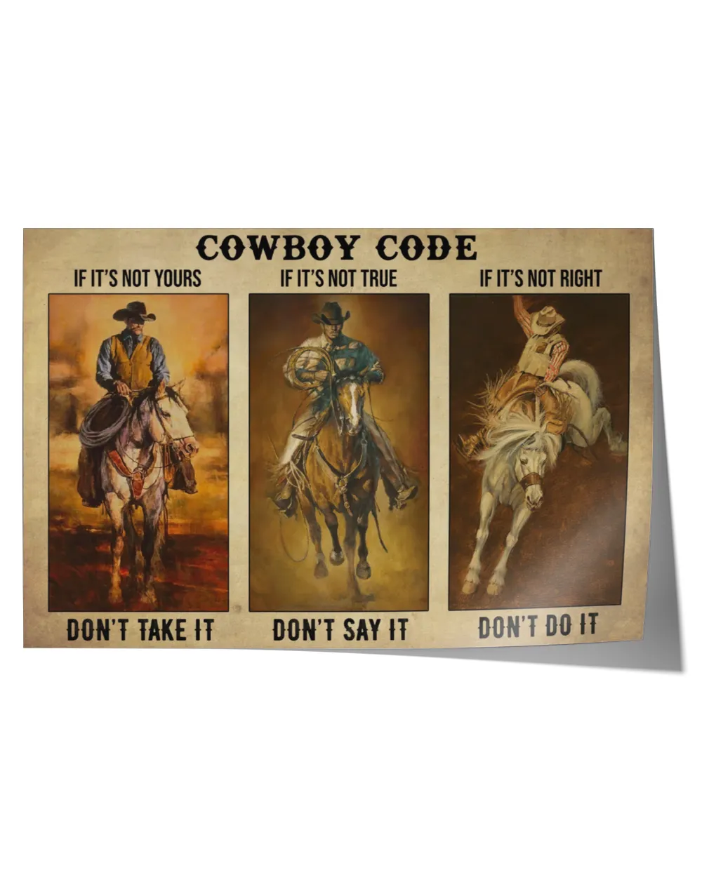 home decor wall posters cowboy code horizontal poster ideal gift