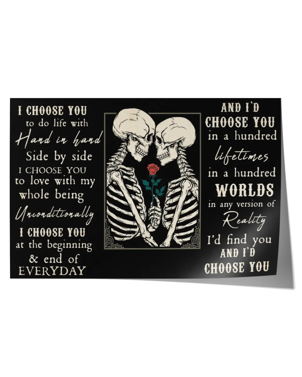 tarot skull couple i choose you  home decor wall horizontal poster ideal gift