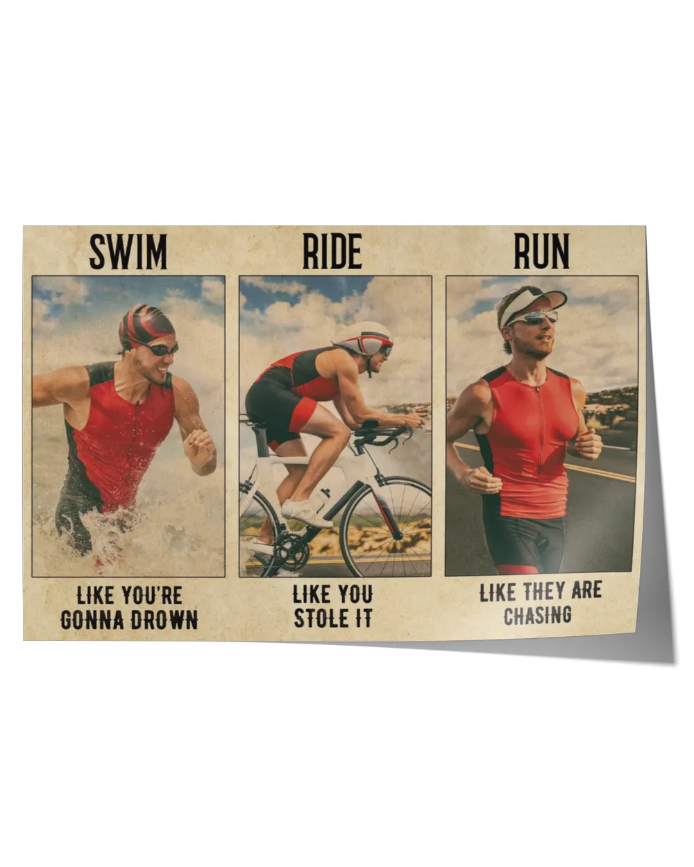 home decor wall posters triathlon motivational horizontal poster ideal gift