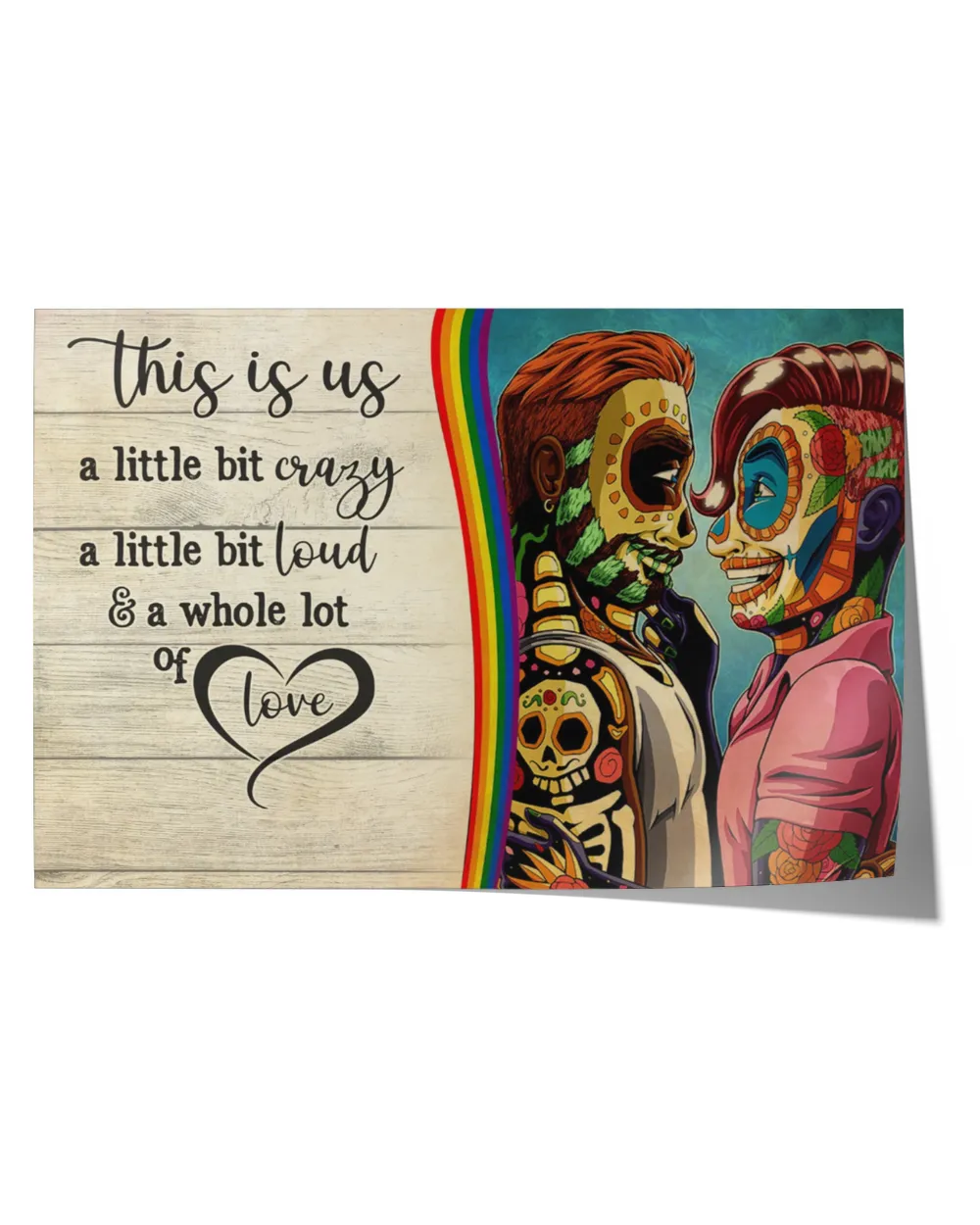 sugar skull gay couple this is us  home decor wall horizontal poster ideal gift