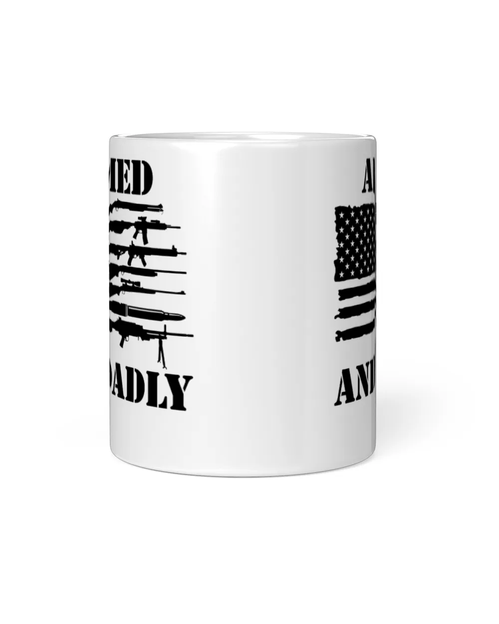 Armed And Dadly USA Flag Funny Deadly Father For Fathers Day White Mug white 11oz