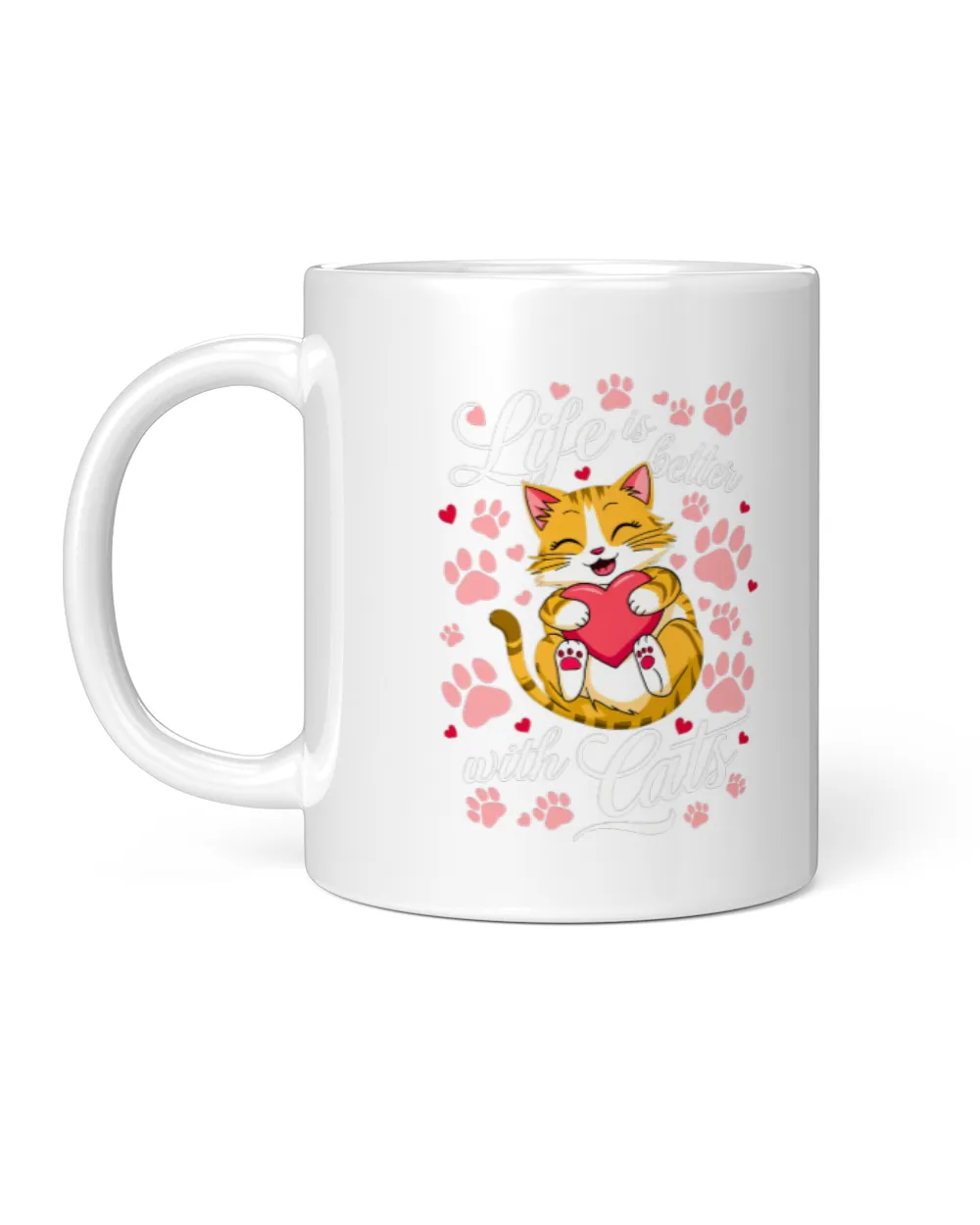 Womens Valentine's Cat Lover Life Is Better With Cats Kitten Long Sleeve
