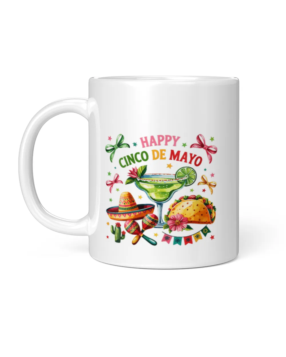 Womens Happy Cinco de Mayo Fiesta Mexican Party Men Women Kids V-Neck White Mug white 11oz