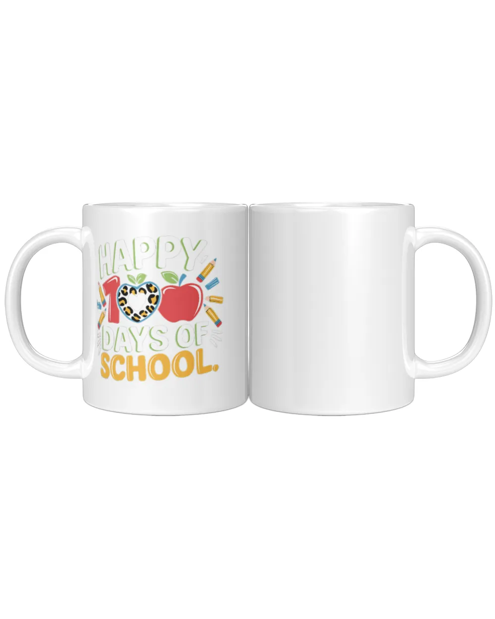 Happy 100 Days of School Leopard Heart White Mug white 11oz