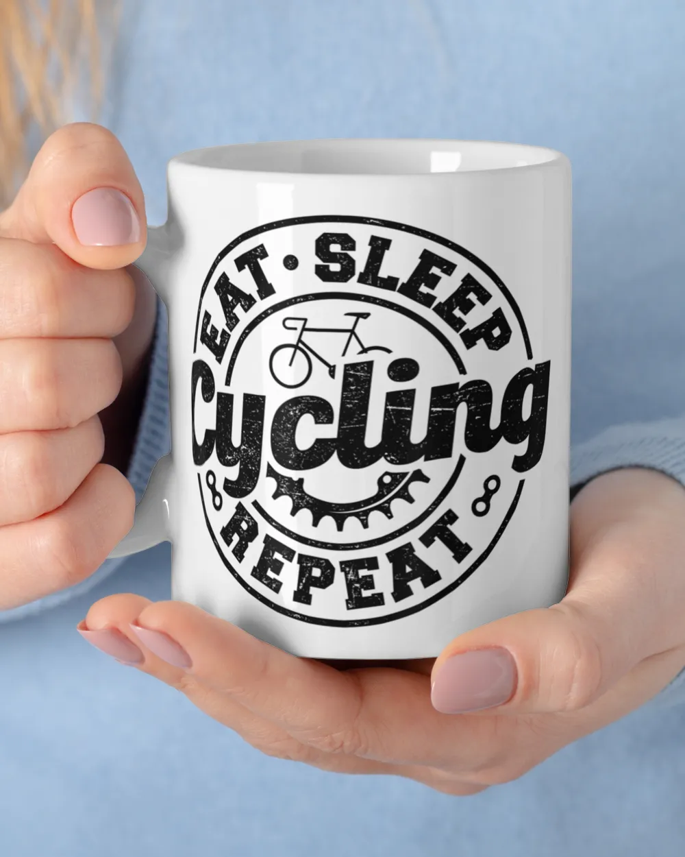 Eat sleep cycling repeat White Mug white 11oz