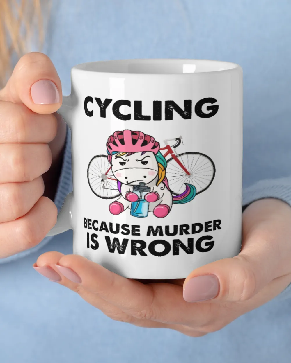 cycling because murder is wrong White Mug white 11oz