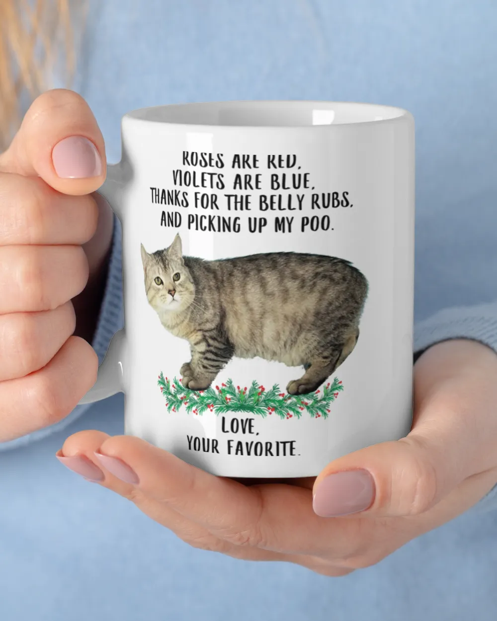 Tabby Manx Cat Roses Are Red Violets Are Blue