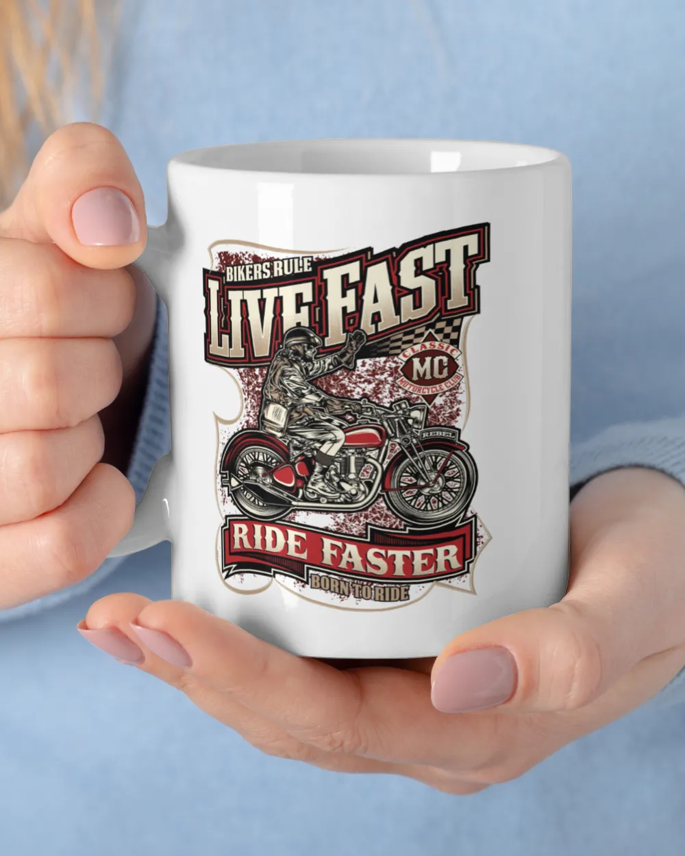 Live Fast Ride Faster Classic Mug White Mug white 11oz
