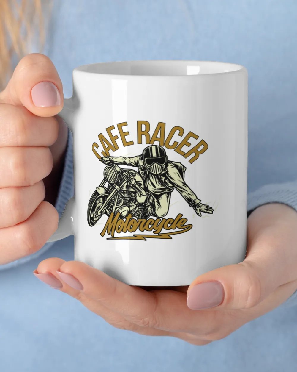 Man Cafe Racer Motorcycle Mug White Mug white 11oz