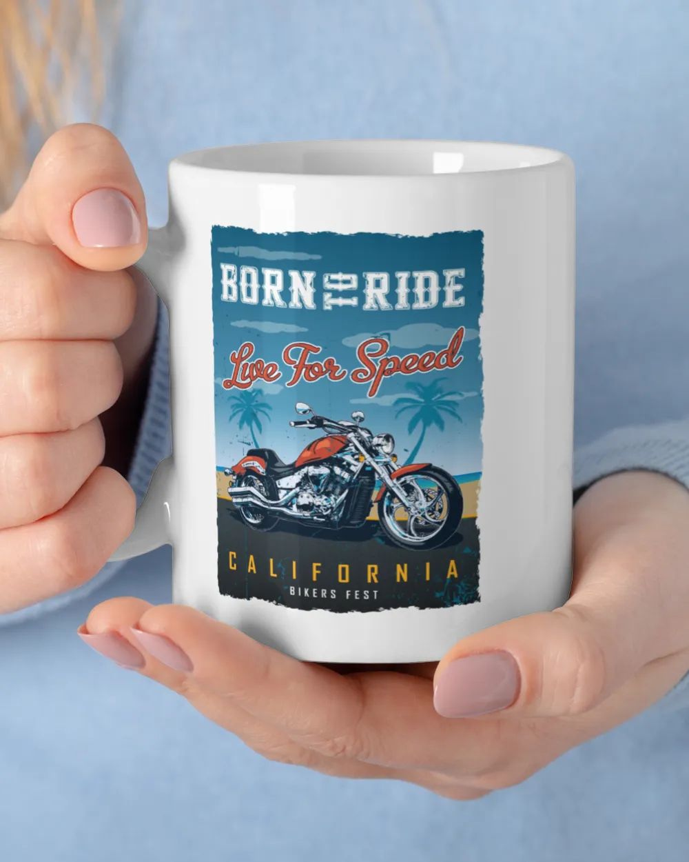 Motorcycles Born to Ride Love For Speed Mug White Mug white 11oz