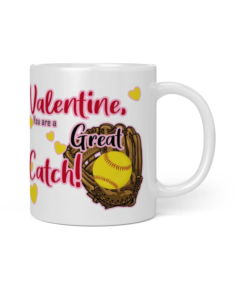 Valentine Mug- For Softball Lovers- Softball Mug Gifts White Mug white 11oz