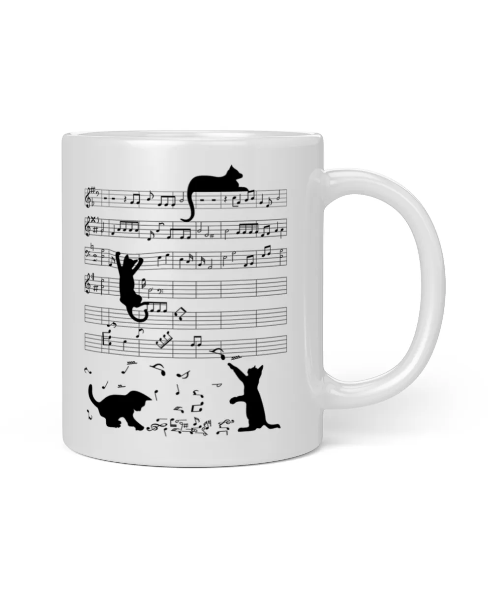 Cute Cat Kitty Playing Music Note Clef Musician Art HOC240323MUG1