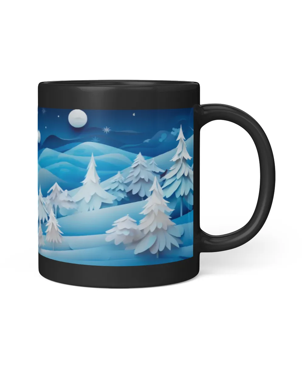 3D Christmas Mug Wrap 5 Black Mug 11oz black 11oz