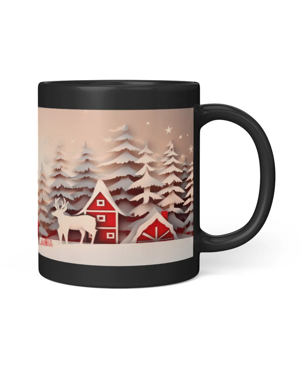 3D Christmas Mug Wrap 21 Black Mug 11oz black 11oz