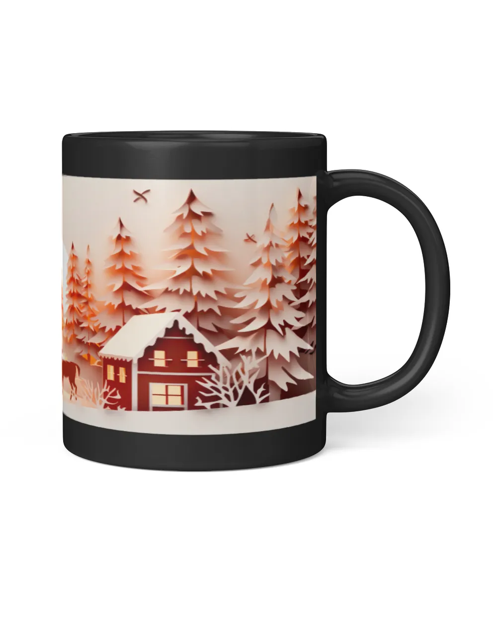 3D Christmas Mug Wrap 22 Black Mug 11oz black 11oz