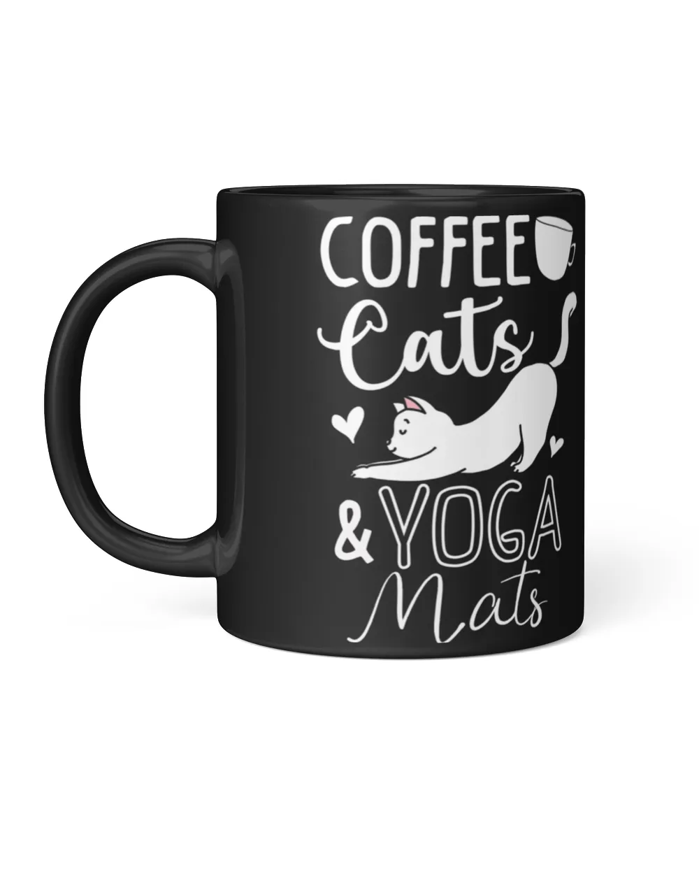 Coffee Cats and Yoga Mats, Cat Lover Mom Gift Yoga Workout Shirt T-Shirt