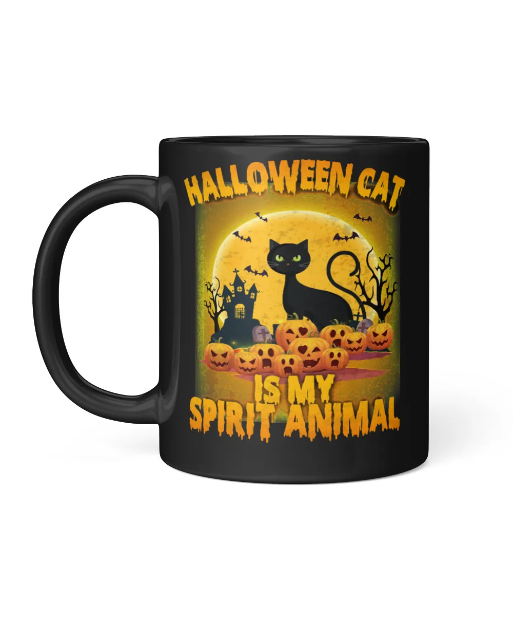 Black Cat Halloween Cat Is My Spirit Animal Funny Kitty 728 Cat Lover