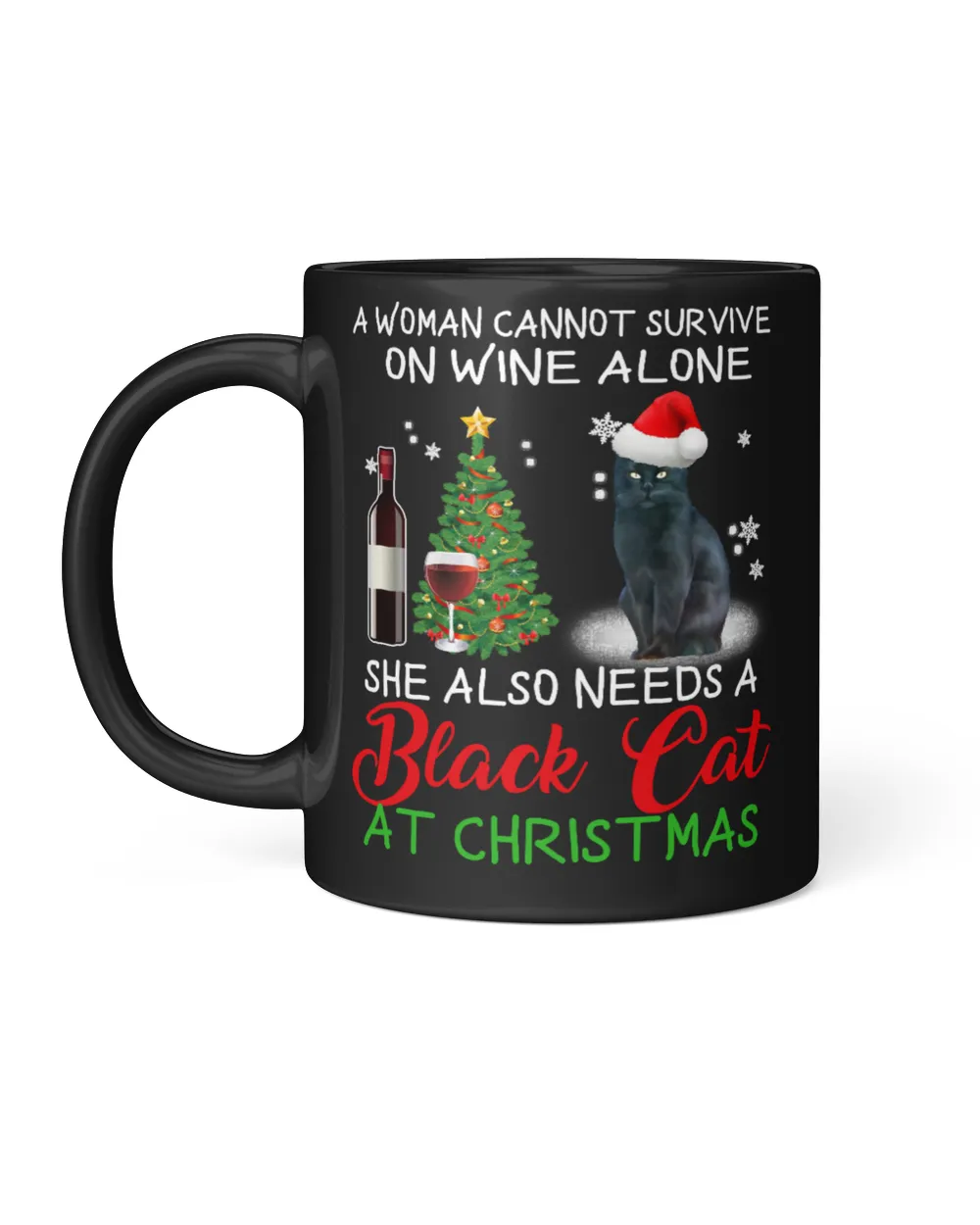 Black Cat Christmas A Woman Wine Alone A Black Cat At Christmas Kitty Kitten