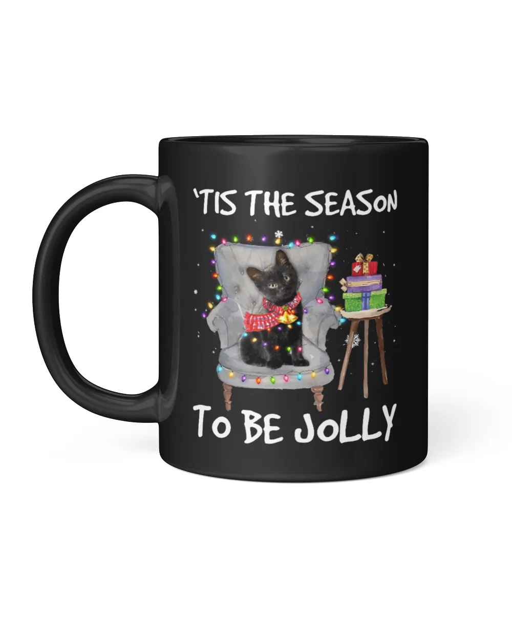 Black Cat Christmas Tis The Season To Be Jolly Kitty Kitten