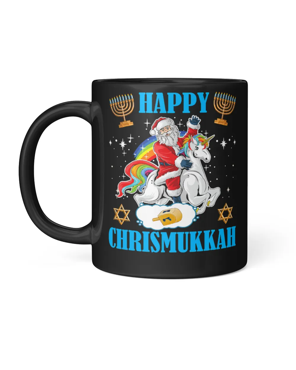 Unicorn Happy Chrismukkah Hanukkah Christmas Jewish Unicorn Santa 3