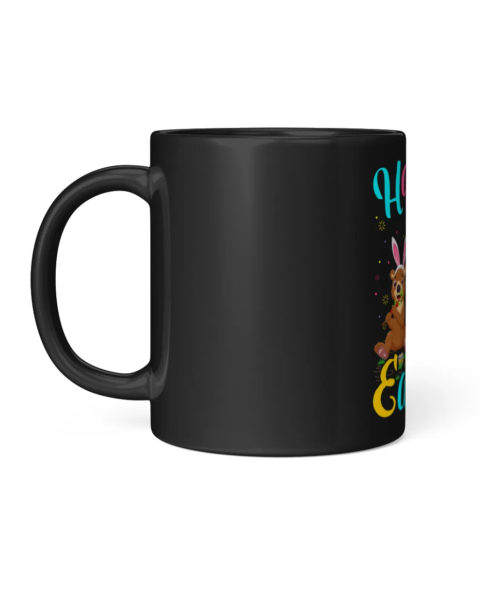 Bear Lover Funny Easter Egg Bunny Bear Happy Easter Black Mug 11oz black 11oz