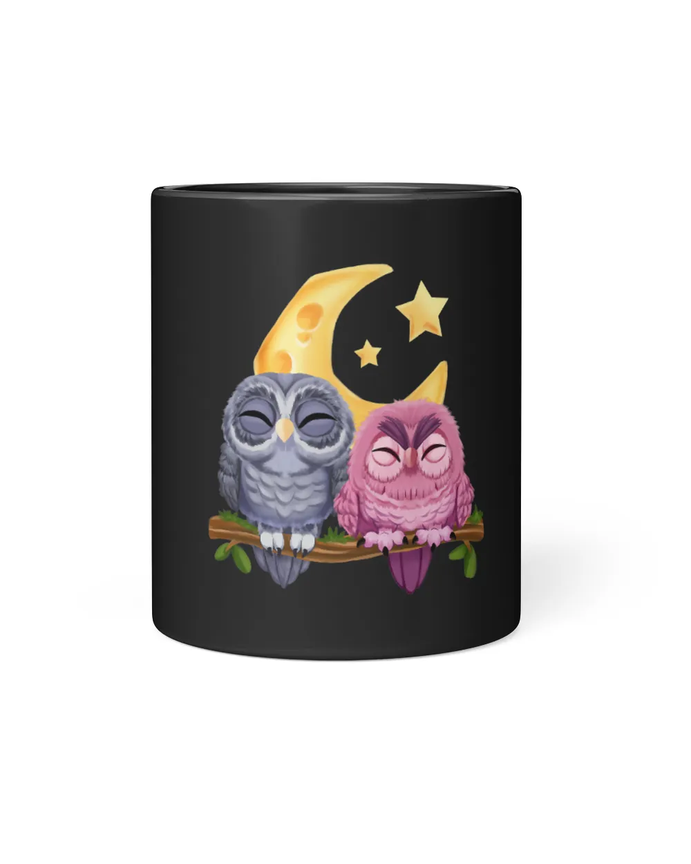 Cute Owl Boyfriend And Girlfriend Moon