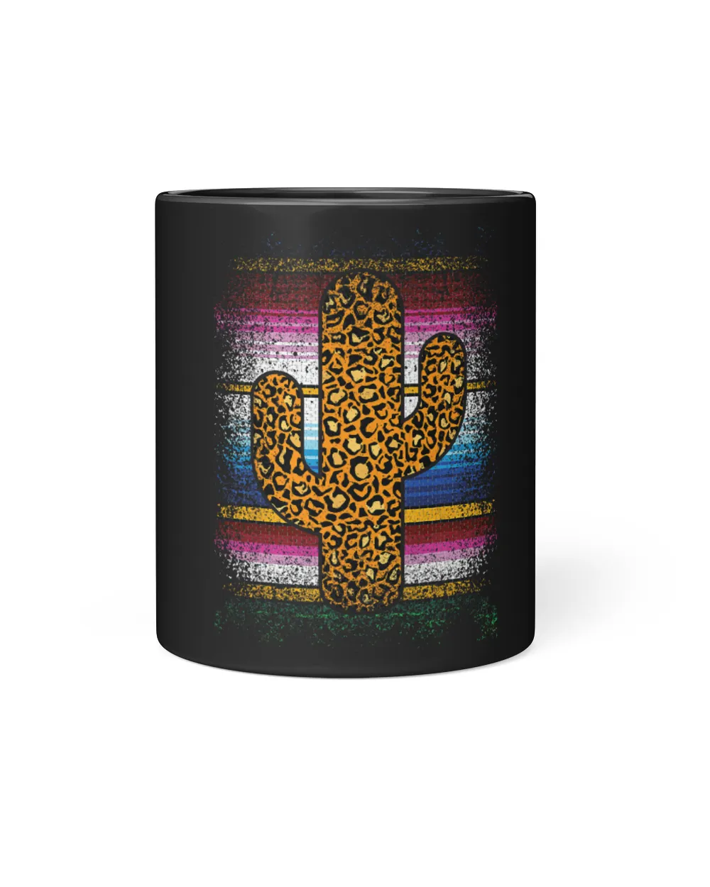 Funny Western Cactus Leopard Cheetah Print Turquoise Serape 2