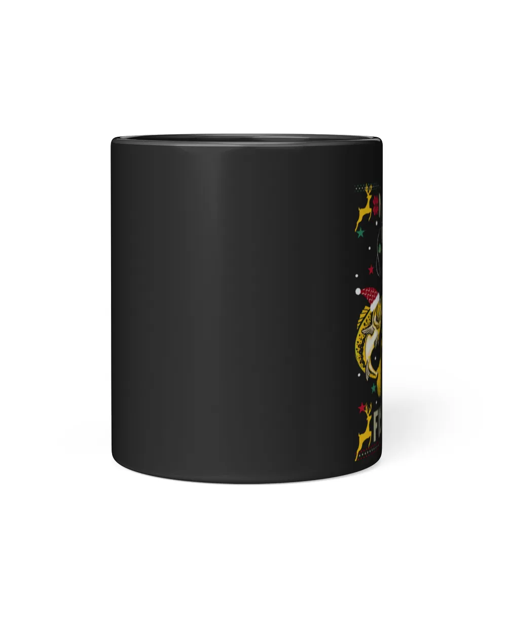 Merry Fishmas Funny Fishing Christmas Black Mug 11oz black 11oz