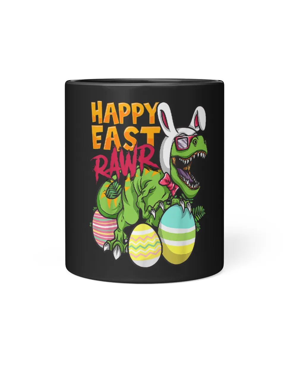 Funny Easter Tshirt for Boys Dino Bunny on Egg Hunt