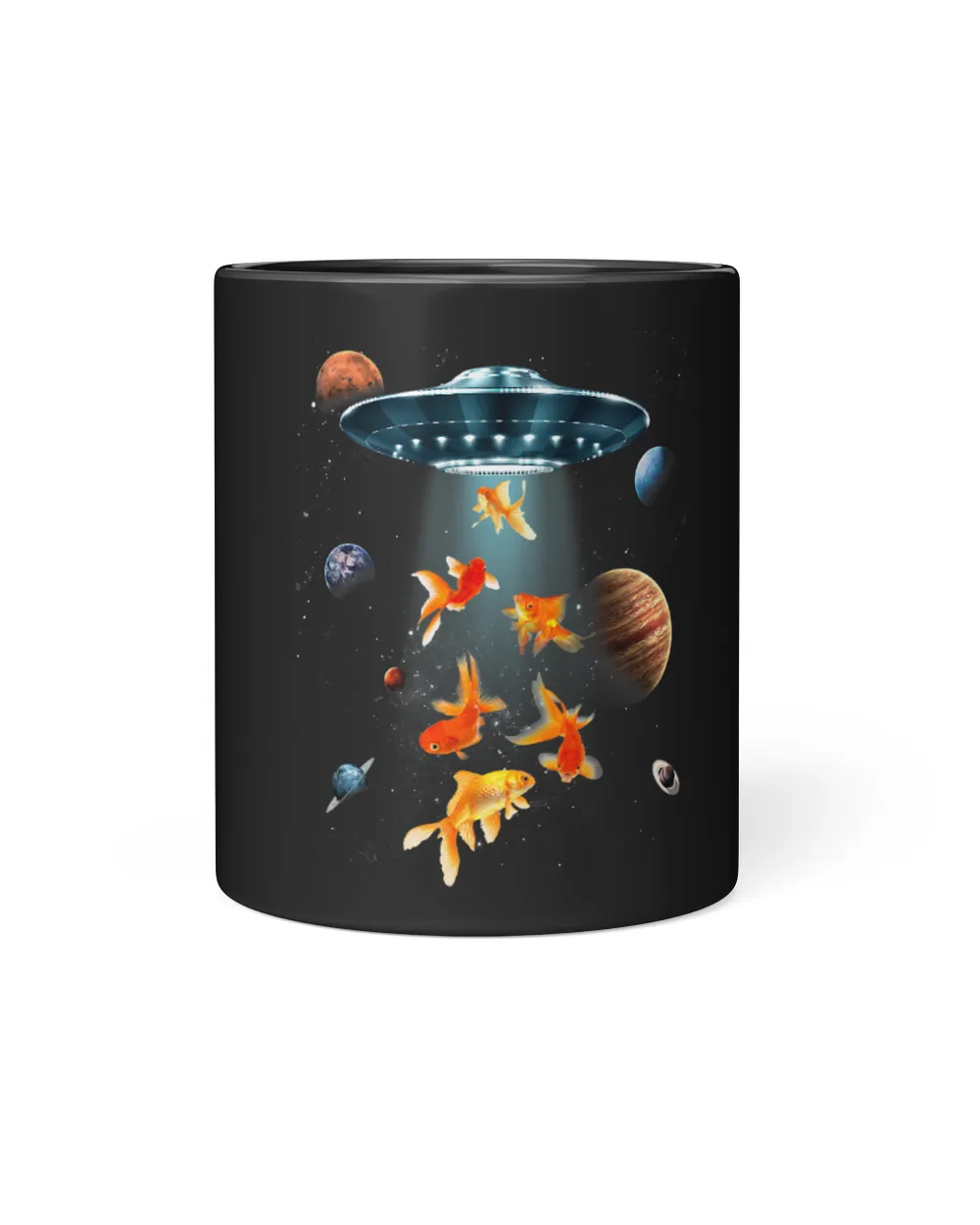 Galaxy Space Ship UFO Alien Universe Comet Common goldfish Black Mug 11oz black 11oz