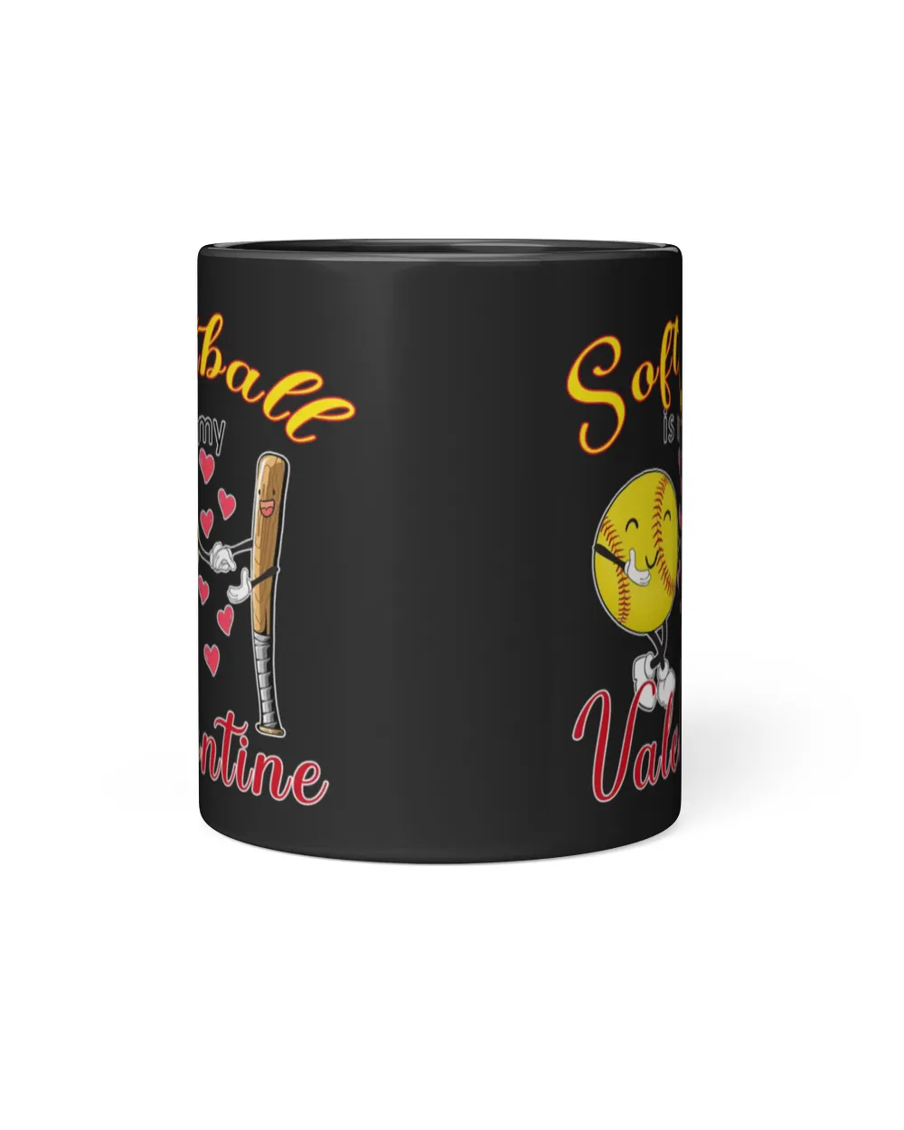 Softball Is My Valentine Mug- Valentine Mugs- Couple Mugs Black Mug 11oz black 11oz
