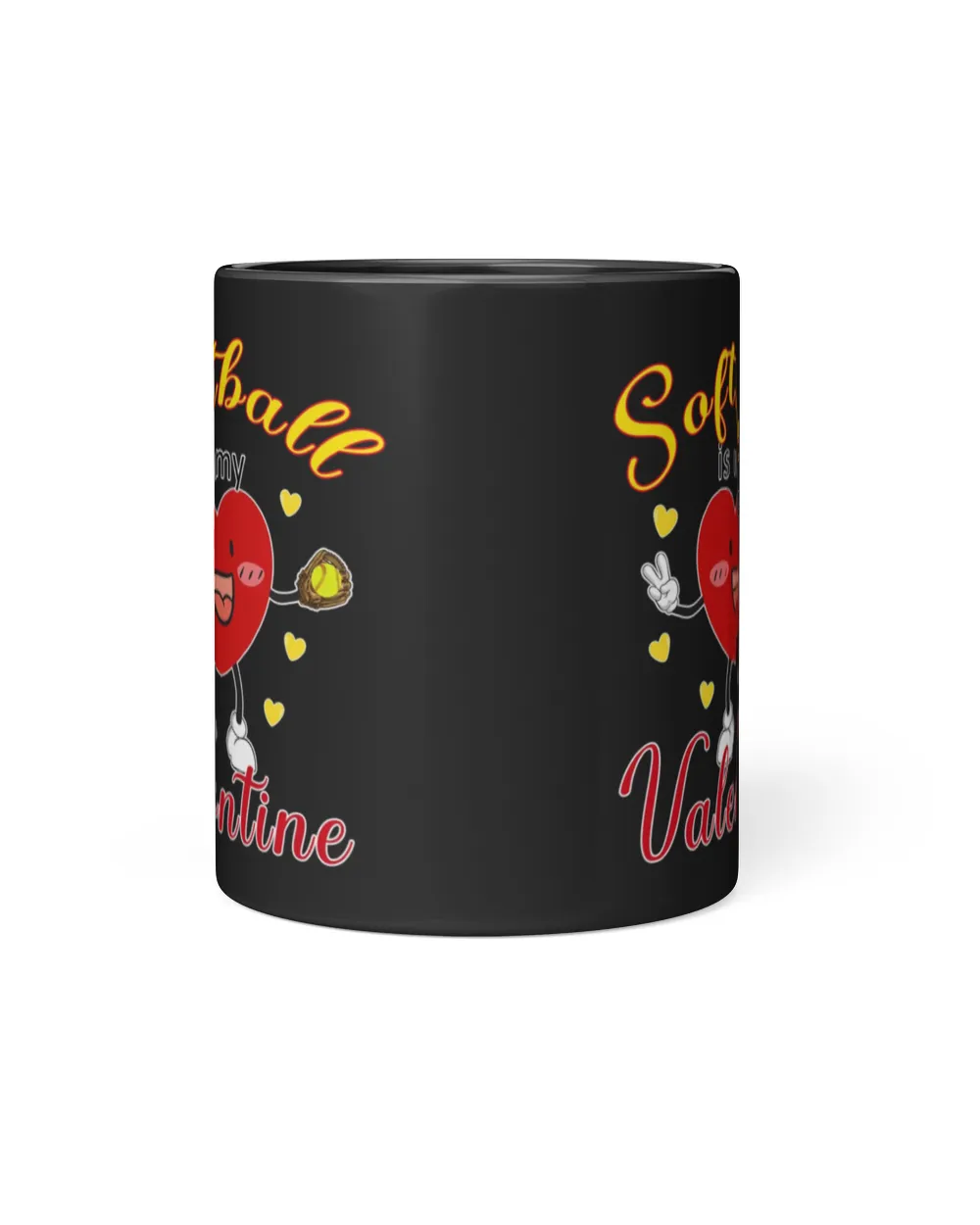 Softball Is My Valentine Mug- Valentine Mugs- Softball Mugs Black Mug 11oz black 11oz