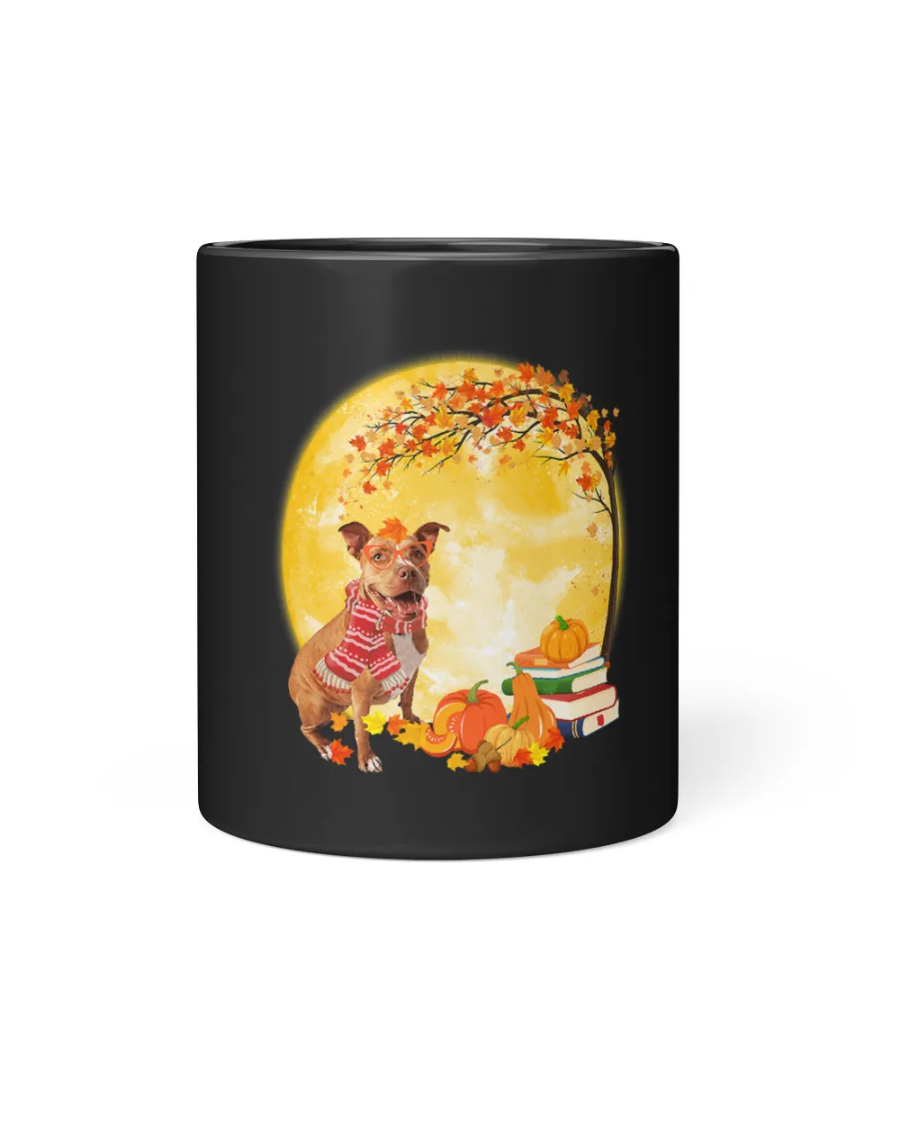 Funny Pitbull Dog Leaf Fall Hello Autumn Thanksgiving Outfit557