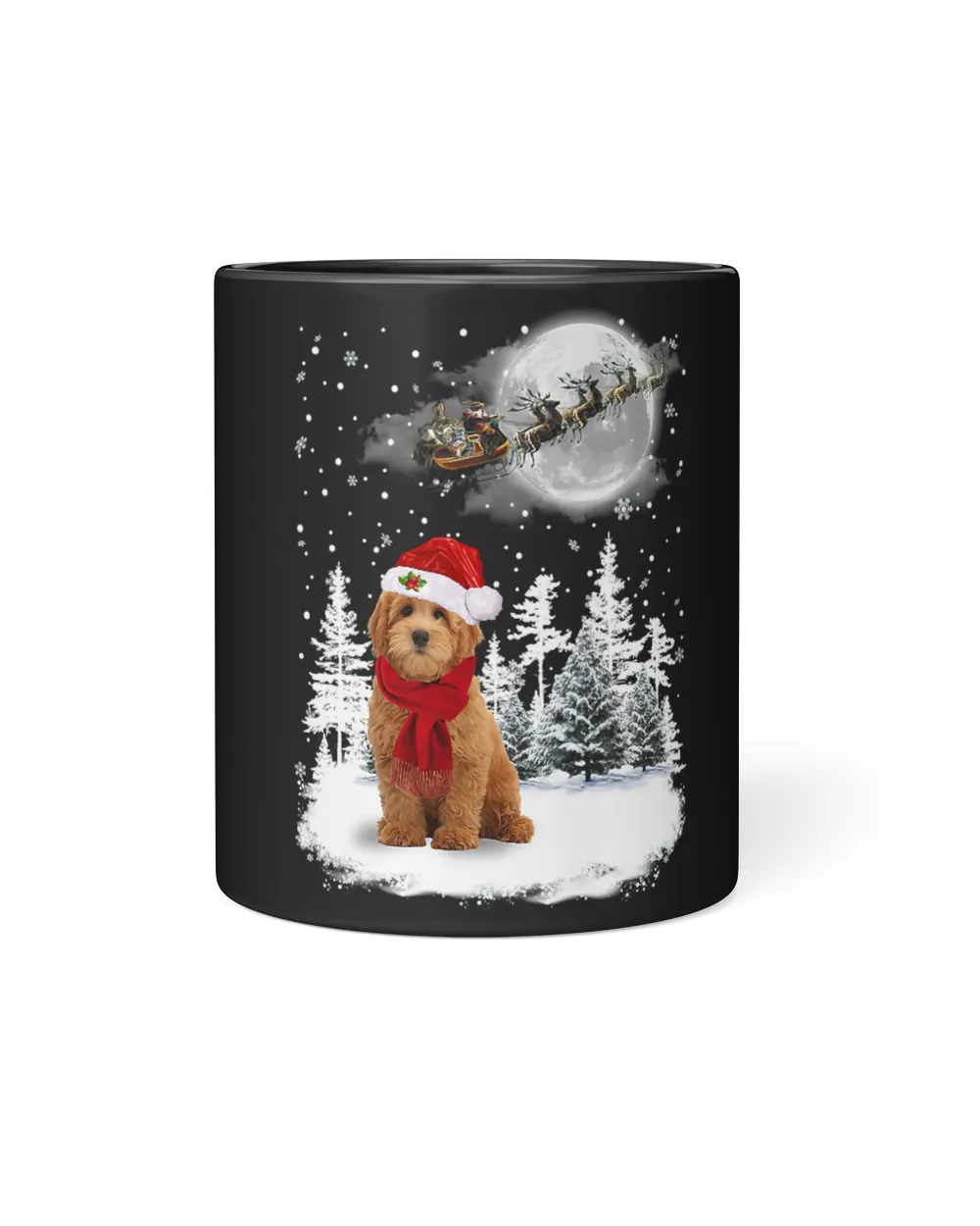 Goldendoodle Dog Under Moonlight Snow Christmas Pajama 7