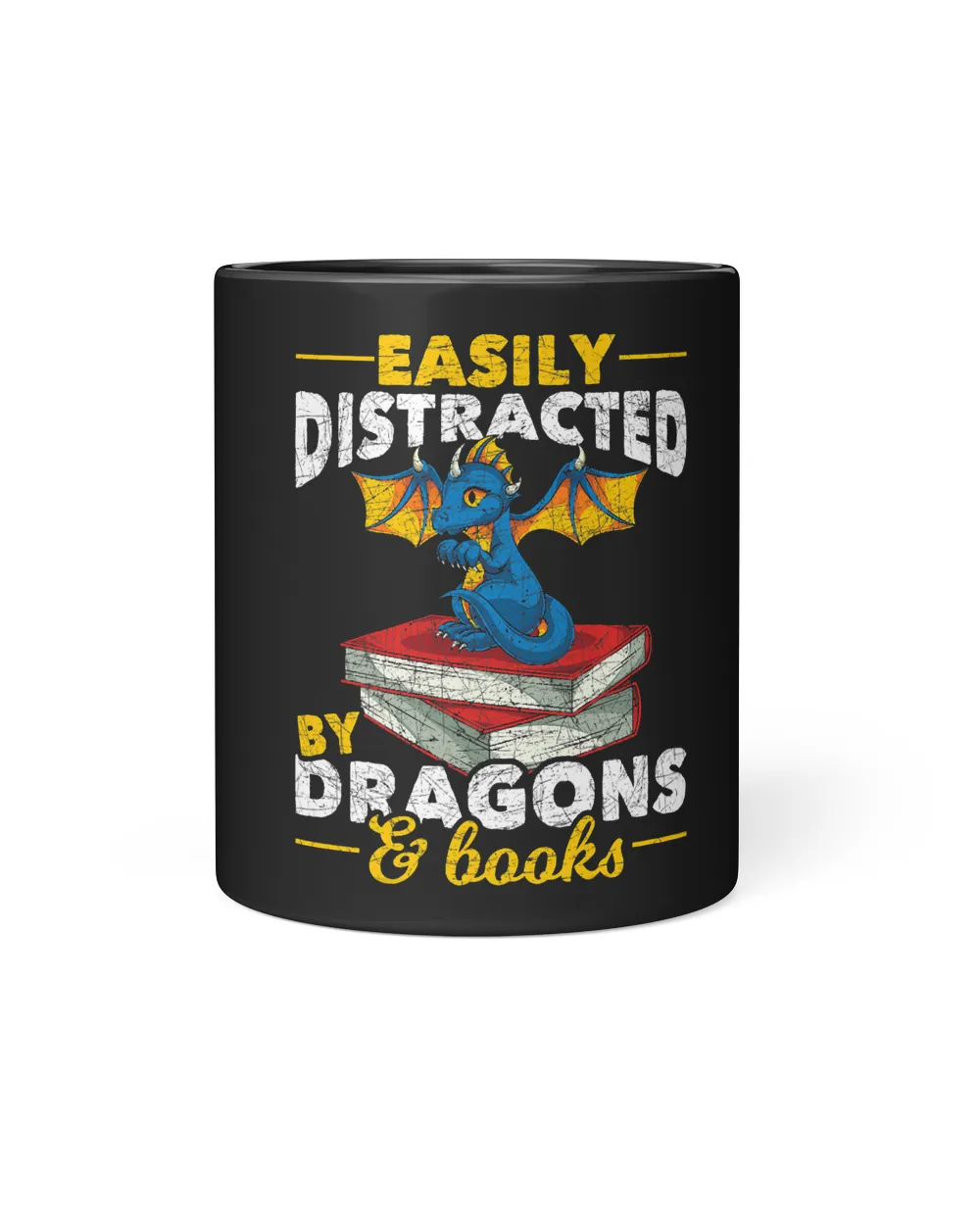 Easily Distracted By Dragons And Books Funny Book Dragon
