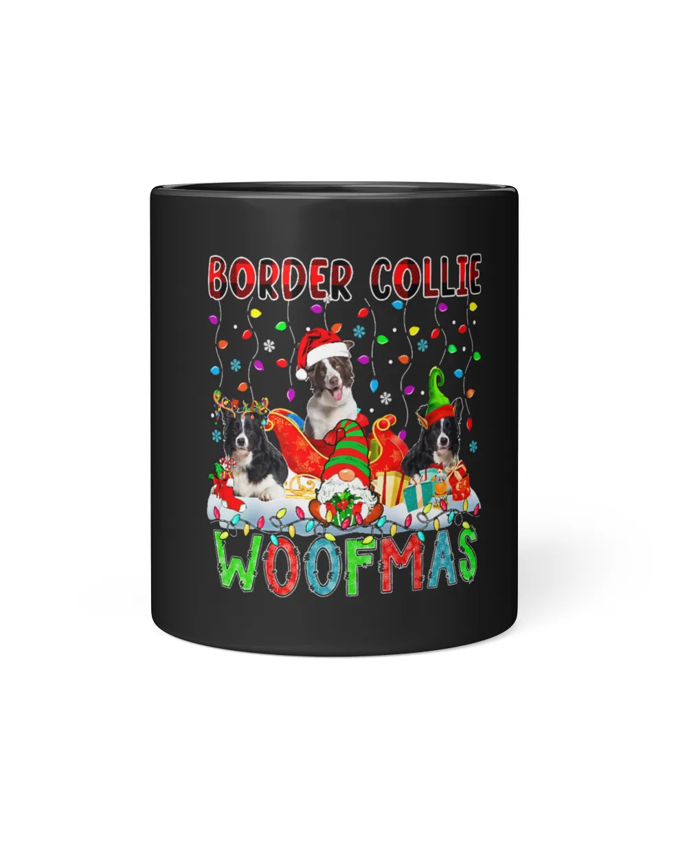 Border Collie Xmas Woof Santa Reindeer Border Collies Gnome 84
