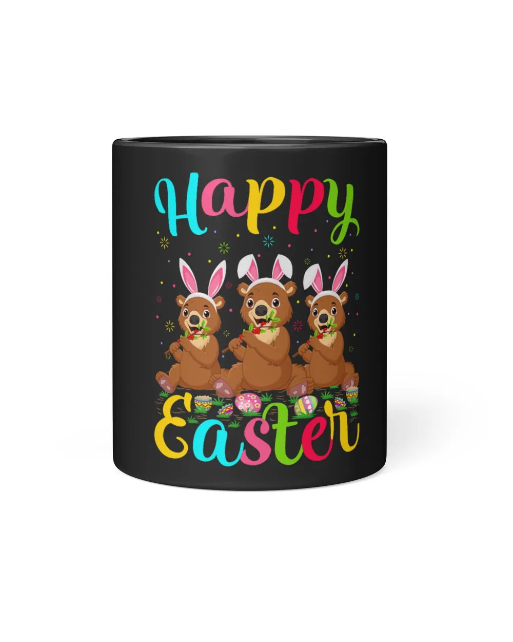 Bear Lover Funny Easter Egg Bunny Bear Happy Easter Black Mug 11oz black 11oz