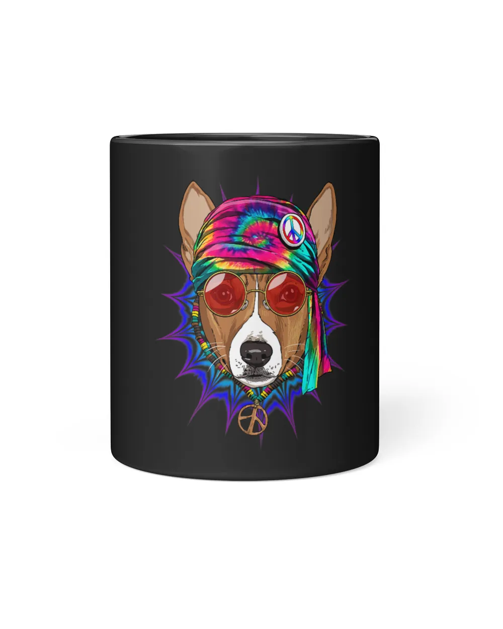 Hippie African Basenji Tie Dye Peace Sign Psychedelic Dog