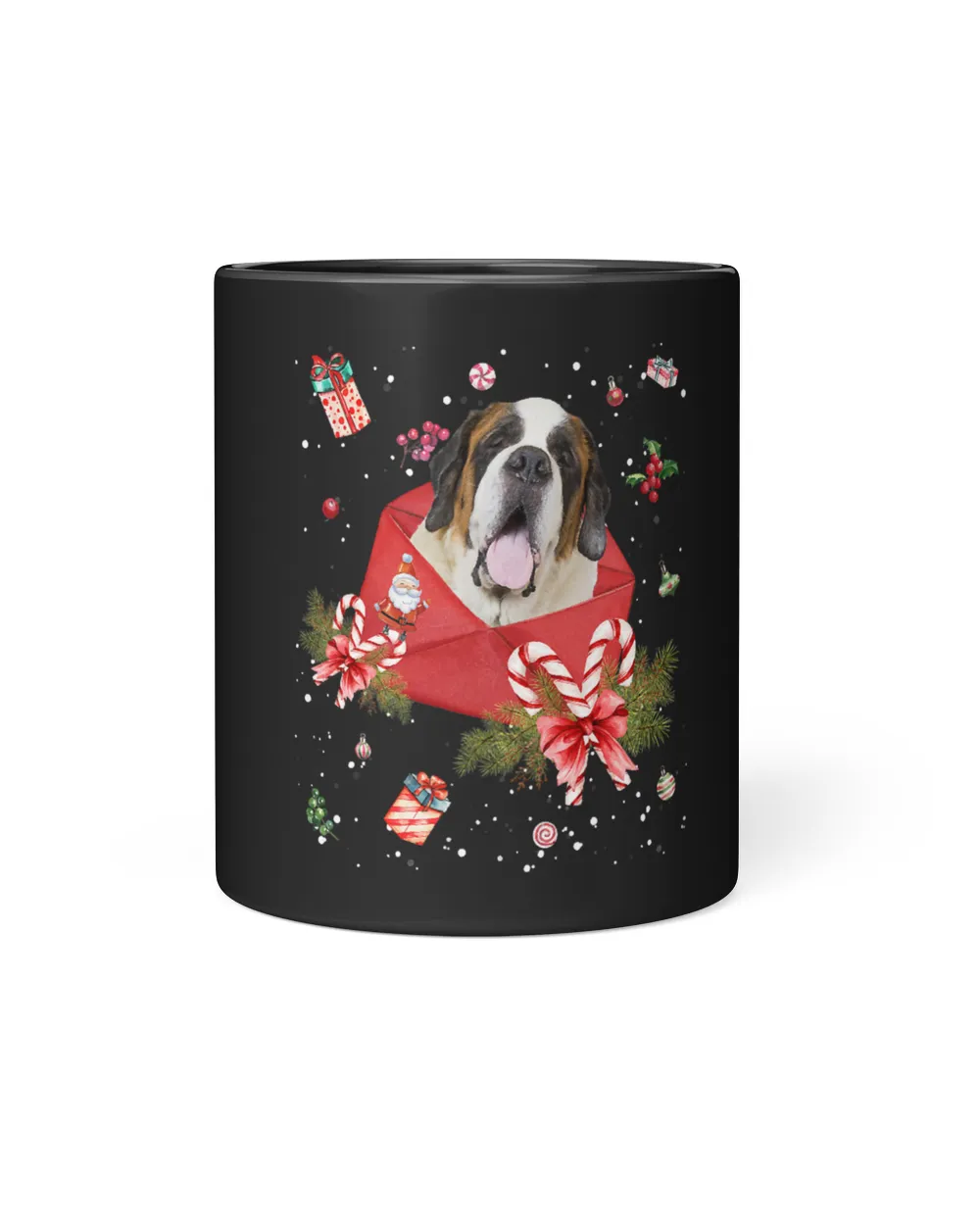 St Bernard Dog In Christmas Card Ornament Pajama Xmas400