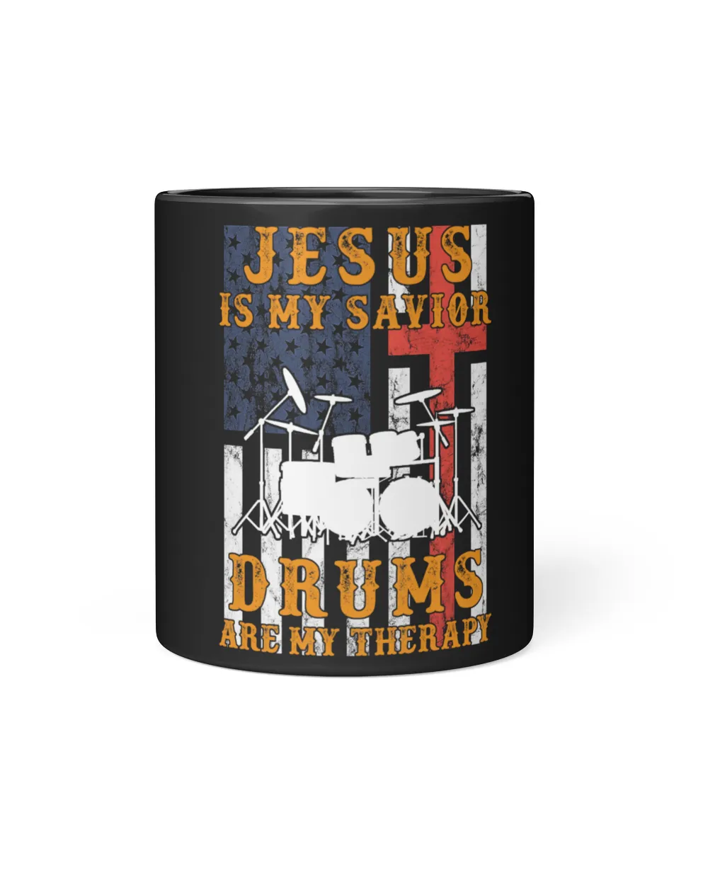 Jesus is my savior Drums my therapy Black Mug 11oz black 11oz